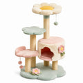 Arbre à chat en polyester et sisal avec design floral