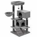 Arbre à chat en MDF avec tissu en peluche gris 60x40x137 cm
