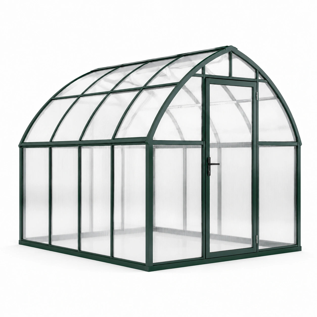 Serre en polycarbonate et aluminium vert