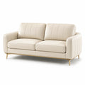 Canapé 3 places en cuir synthétique beige avec pieds en métal doré