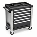 Chariot à outils en métal avec 7 tiroirs, noir et argent, roulettes