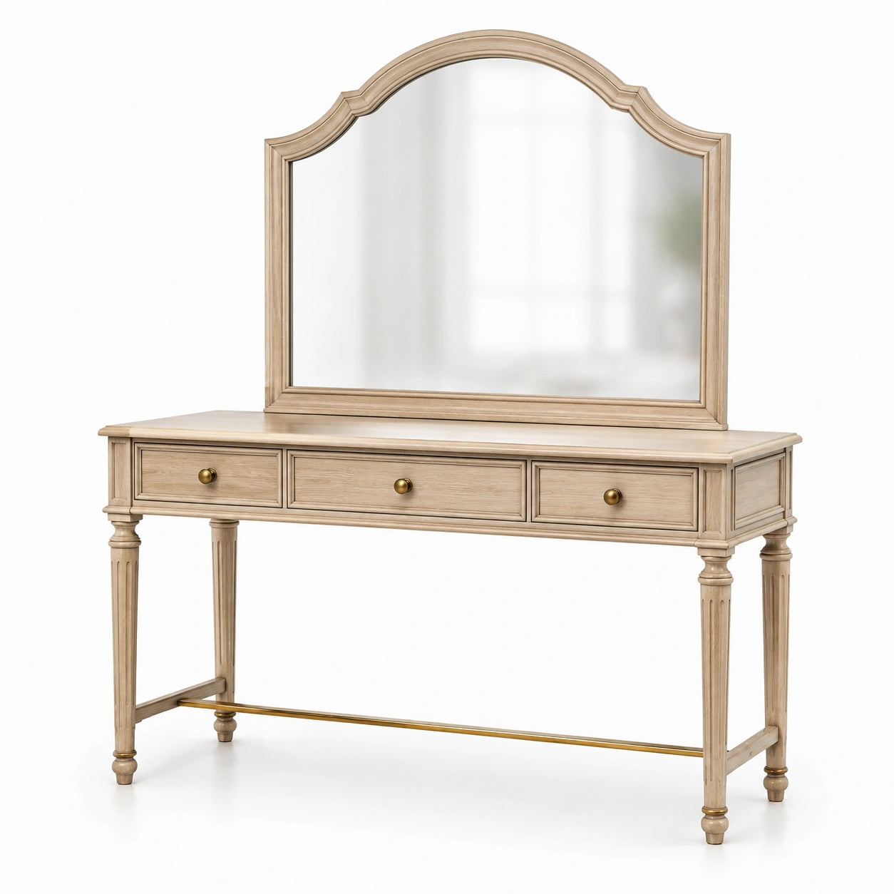 Coiffeuse en bois de chêne avec miroir et tiroirs