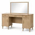 Table de maquillage en bois de chêne avec miroir et rangements