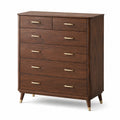 Commode en bois avec poignées en laiton, 6 tiroirs