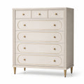Commode en bois avec poignées dorées et pieds en métal