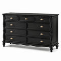 Commode en bois noir avec poignées en métal doré