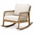 Fauteuil à bascule en bois d'acacia et corde beige