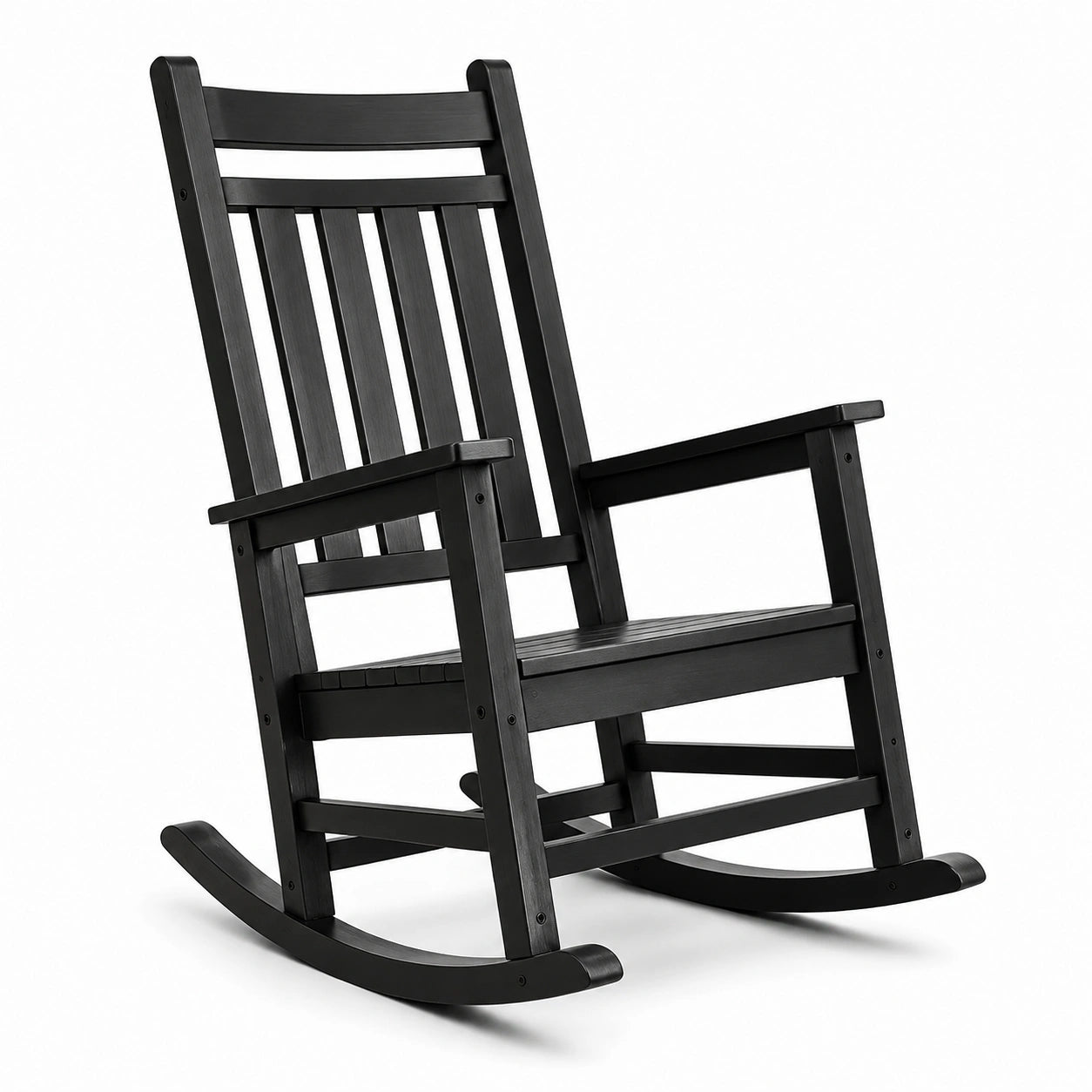 Chaise berçante en bois noir massif